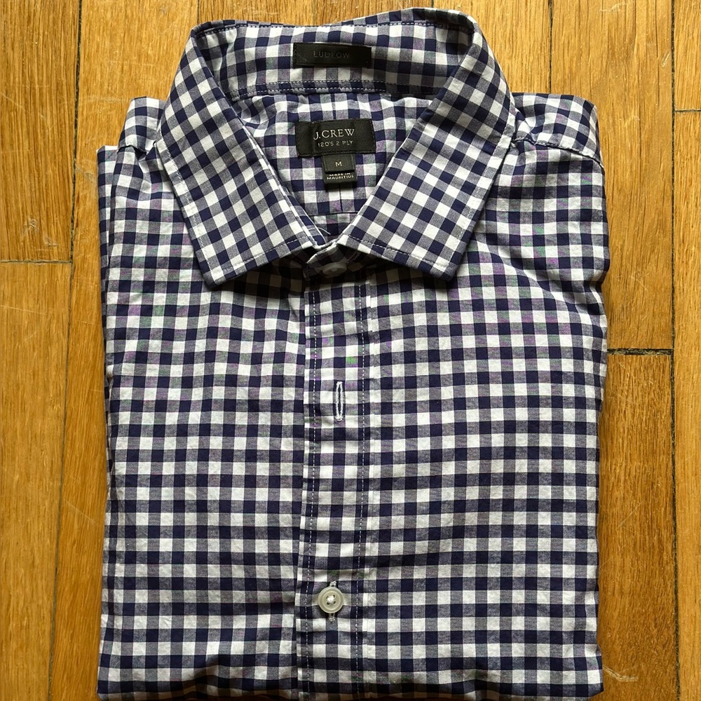 J. Crew Blue Gingham Dress Shirt